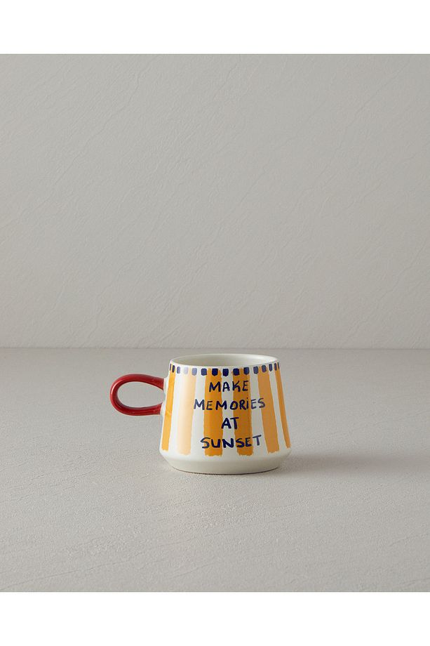 Jolly Shell Stoneware Kupa Sarı - Mavi - 2