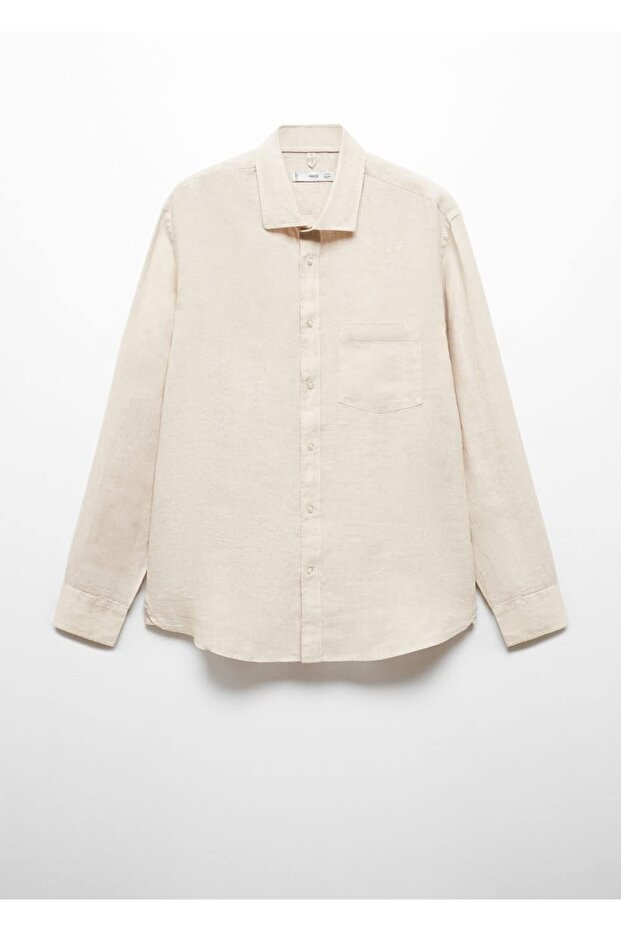 %100 keten regular kesim gömlek - 3