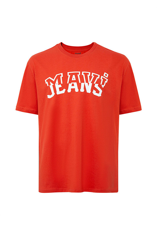 Red T-shirt with Jeans Printed, Loose Fit / Relaxed Cut 0612008-85124