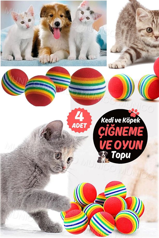 4 Adet Yavru Top Gökkuşağı Renkleri Hiçbir Koku Katı Kabarık Kapalı Aktivite Isırmaya Dayanıklı Oyun - 5
