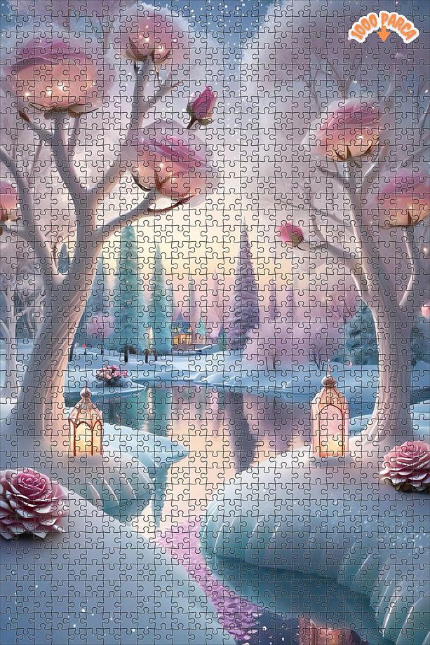 GÜZEL RENKLERİN İÇİNDE Kİ KAR YAĞIŞI Çift Katlı Çerçeveli Asılabilir Ahşap Puzzle 250 PARÇA 30X30 - 7