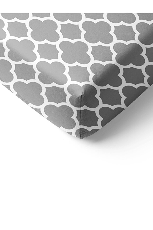 Gray Modern Patterned Single Fitted Sheet Set - 2