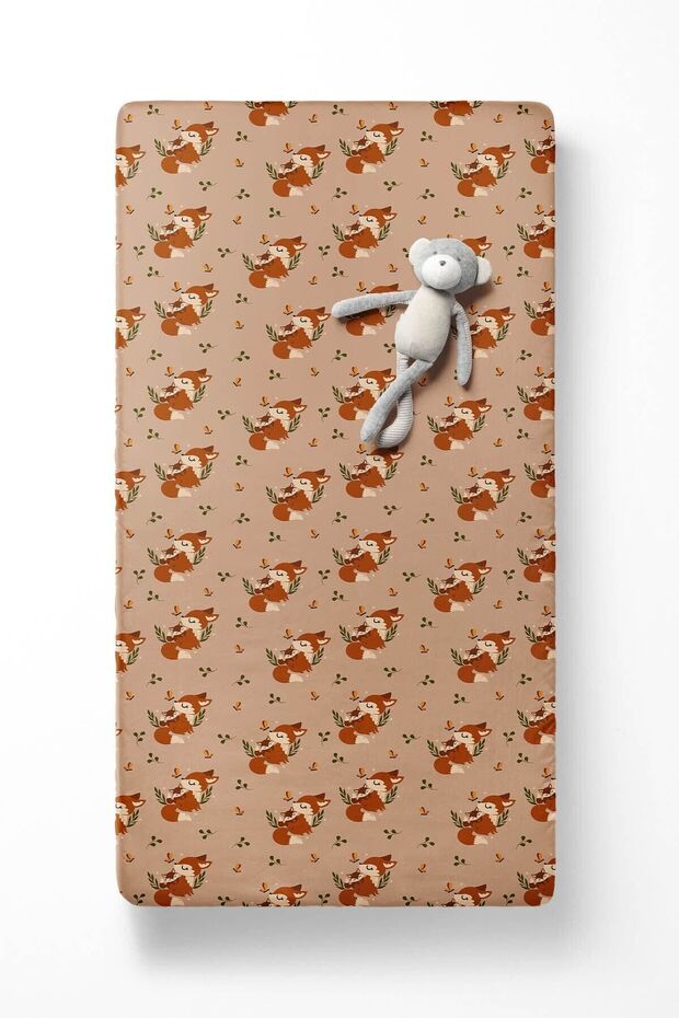 Single Brown Bed Sheet Set - Pattern Printed and Elastic - 2