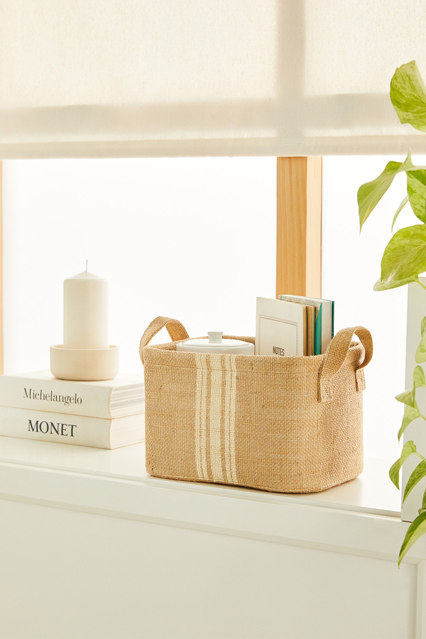 Jute, Inside-Cabinet Laundry Children's Room Toy Organizer Folding Storage Basket Organizer 24X17X14