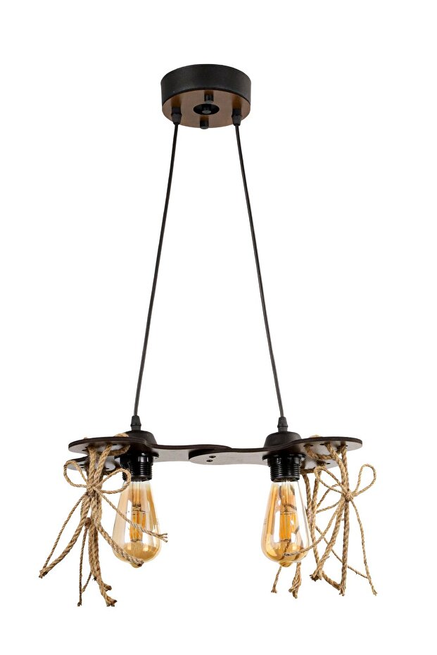 Ceviz Ahşap Halatlı Tarz 2.li Avize - 2