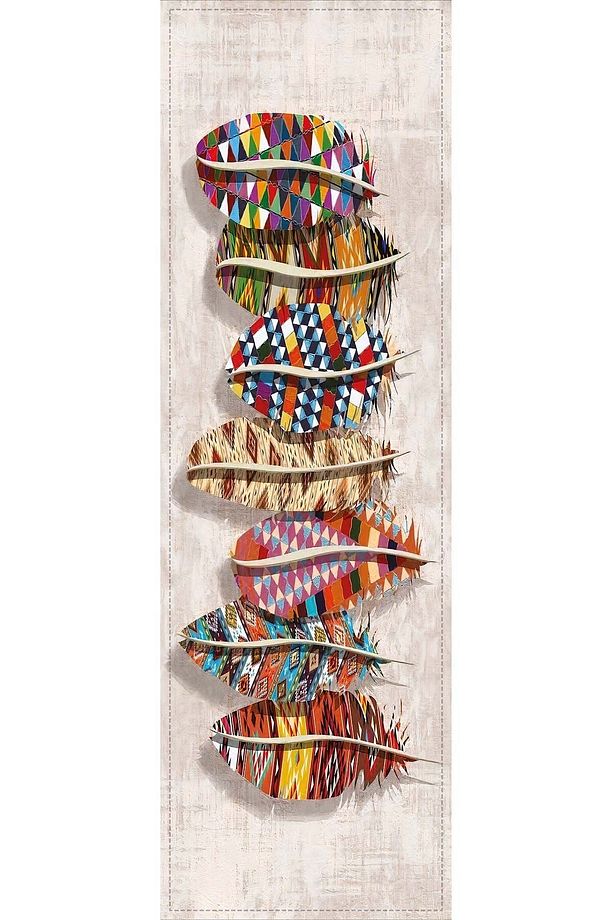 40x140cm Tay Tüyü Dokuma Premium Leke Tutmaz Kumaş Masa Örtüsü Runner Renkli Tüyler Rnr134 - 3