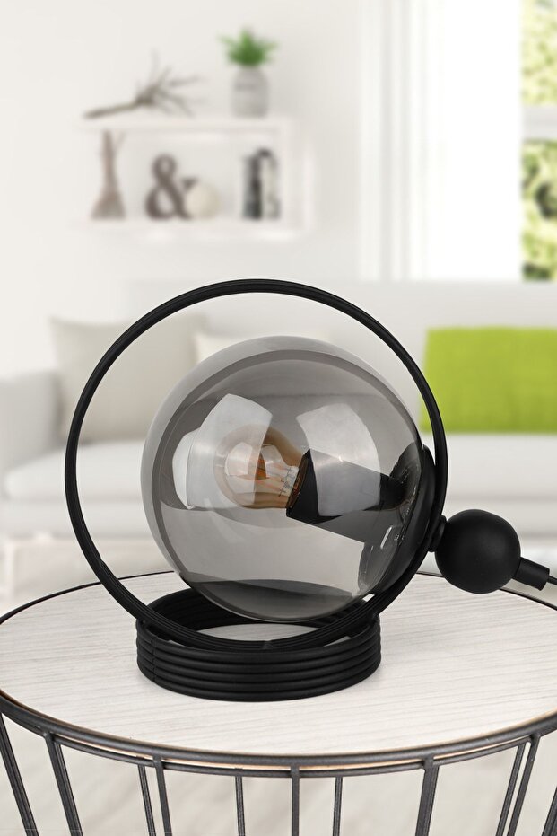 Palmas Table Lamp Black Smoked Glass