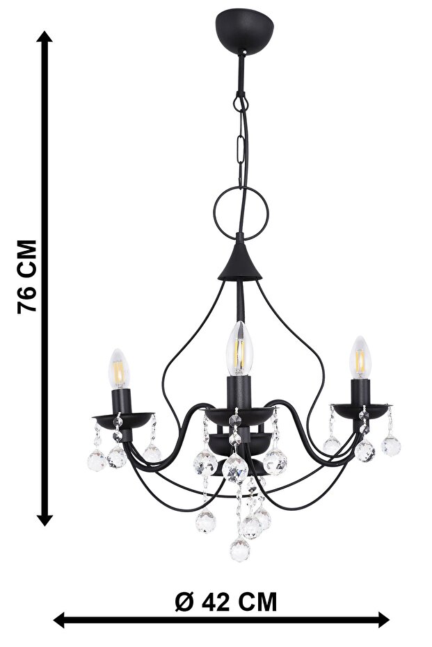 Günce 3'lü Siyah Avize - 5