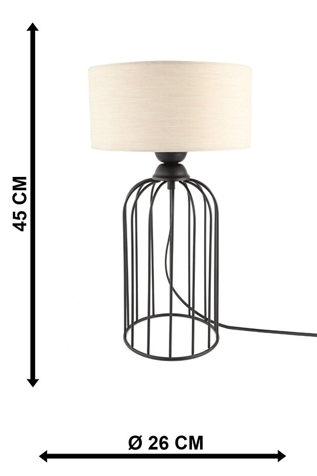 قبعة مصباح طاولة باللون الأسود والبيج - 4