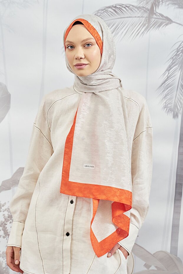 Chain Monogram Shawl - New Trend Color Shawl Scarf Hijab - Stone-orange