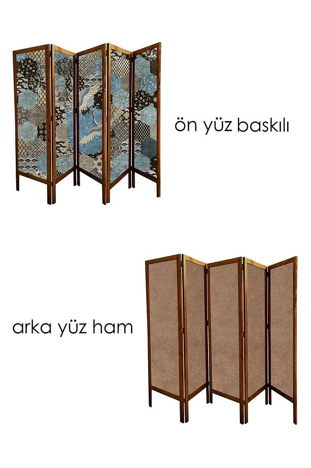 5 Kanat Masif Ahşap Paravan - 2