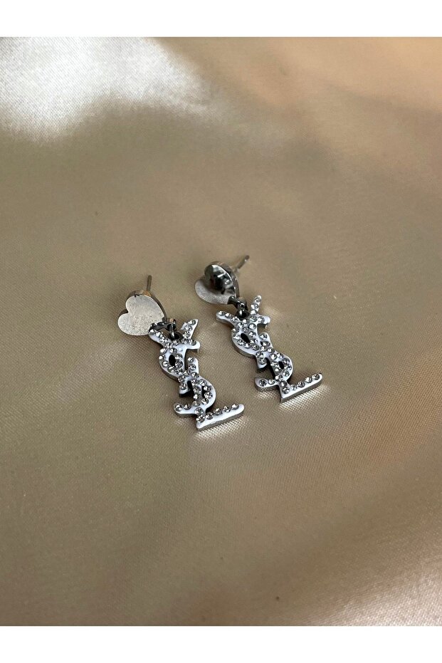 Ysl Silver Çelik Küpe - 1