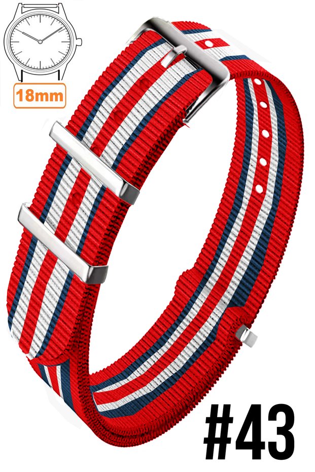 18mm Fossil-Welder-Casio-Seiko-Omega-Armani Watch Compatible Nato Textile Fabric Watch Band 18Model43