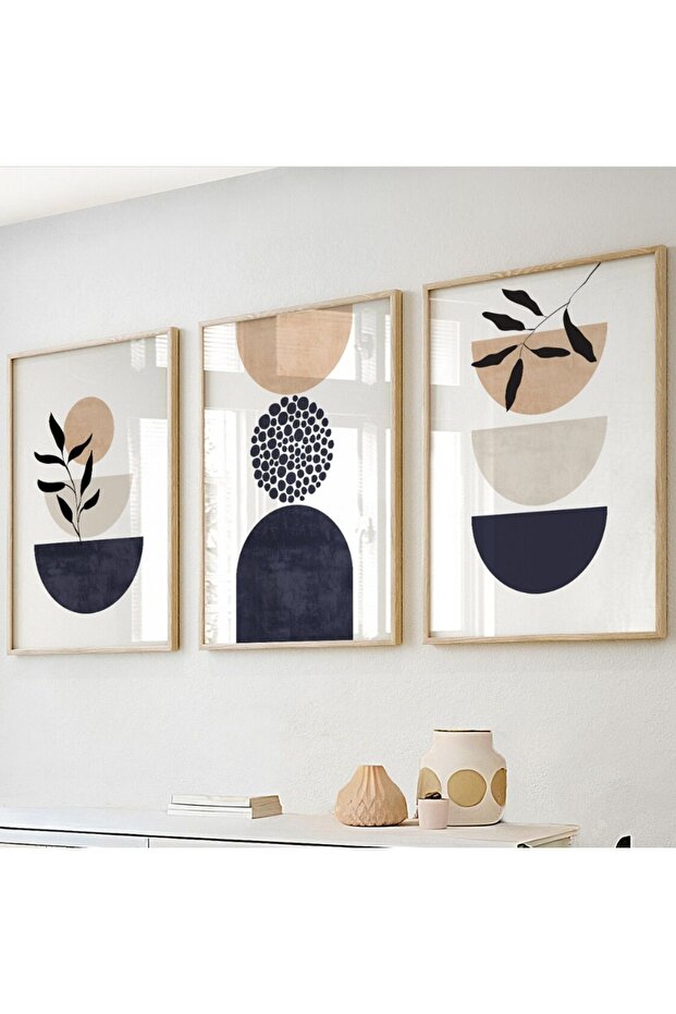 Wooden Framed 3 Piece Abstract Painting Qmrc45