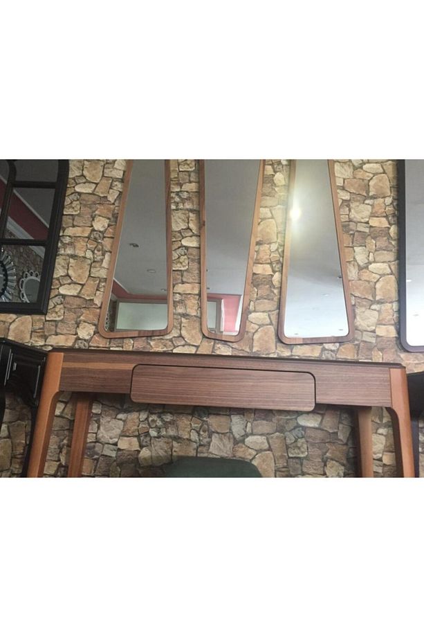 Wood Dresuar Ahşap Ceviz Boyalı Aynalı Dresuar - 4