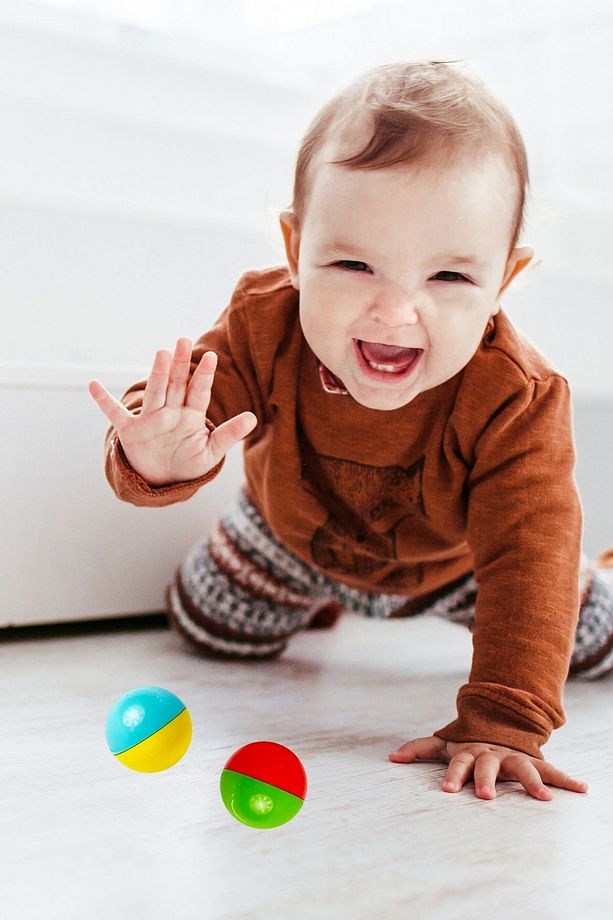 2 Adet 4 cm Şirin Çıngıraklı Bebek ve Kedi Oyun Topu Kolay Kavranan Çıngırak Topu Bpa İçermez Kırmız - 3