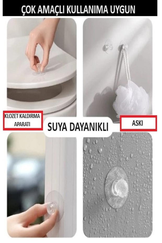 Mutfak Banyo Dolap Gardrop Kulpu Çok Amaçlı 4 ADET  Yapışkanlı Kulp Tutacak Askı - 3