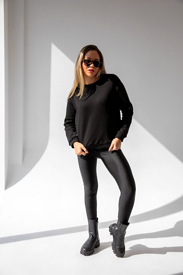 Relaxed Siyah Oversize Sweatshirt - 8