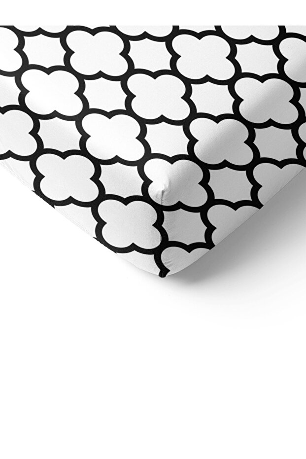 White Single Modern Patterned Elastic Sheet Set - 2