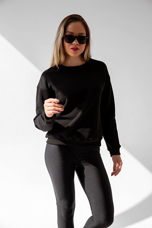 Relaxed Siyah Oversize Sweatshirt - 4