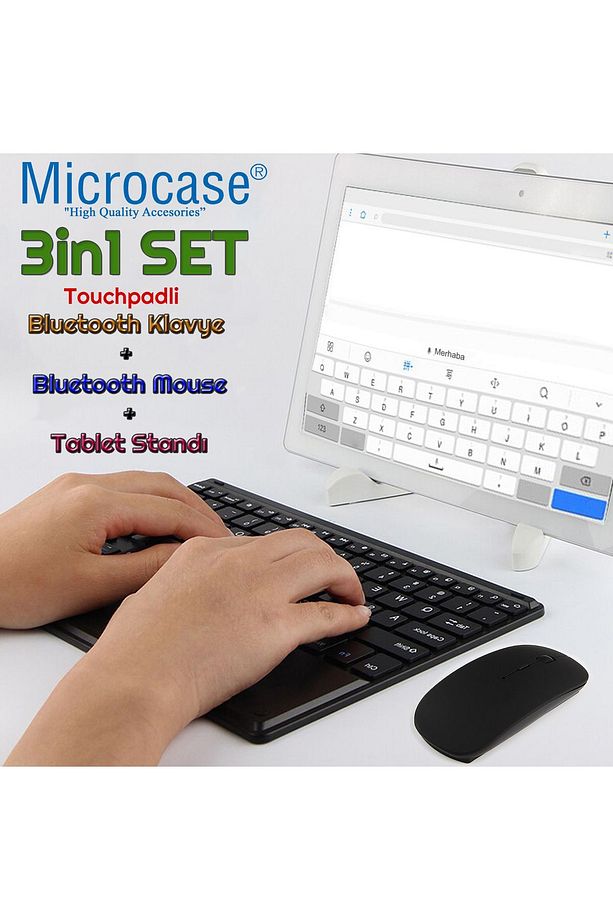 Apple iPad Pro 11 2024 Tablet için Touchpad Bluetooth Klavye 25cm+ Bluetooth Mouse+Stand-AL2759 - 2