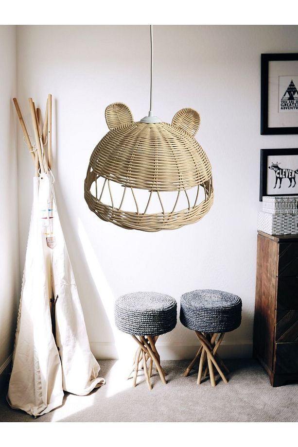 Rattan Avize, Kulaklı Rattan Avize, Rattan Çocuk Odası Avize, Rattan Bebek Odası Avize - 5
