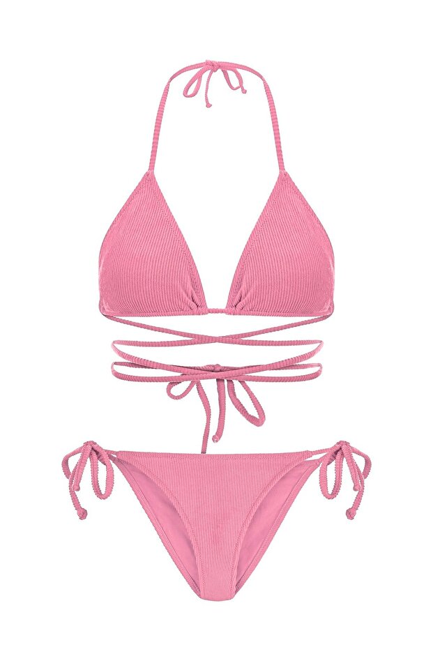 Towel Pink Triangle Bikini Set