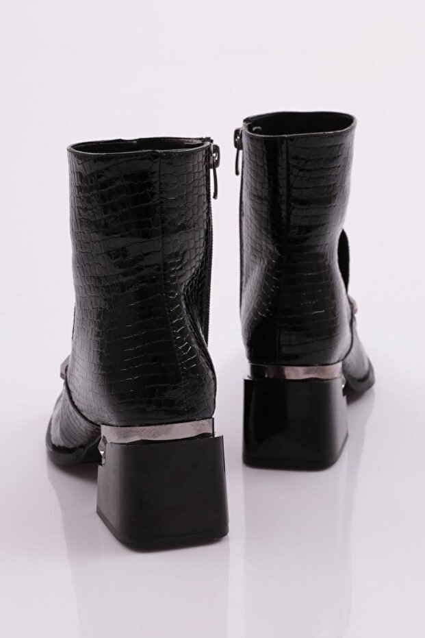 Kadın Topuklu Bot Siyah Kroko 421133488 - 3