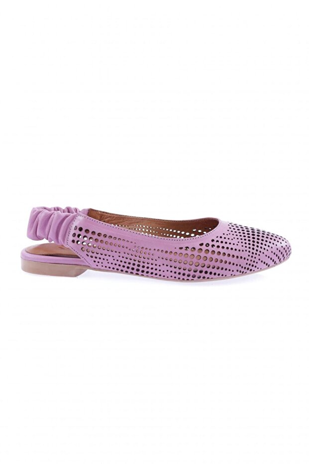 Women's Laser Printed Open Back Elastic Zenne Babet Purple Genuine Leather 41532110