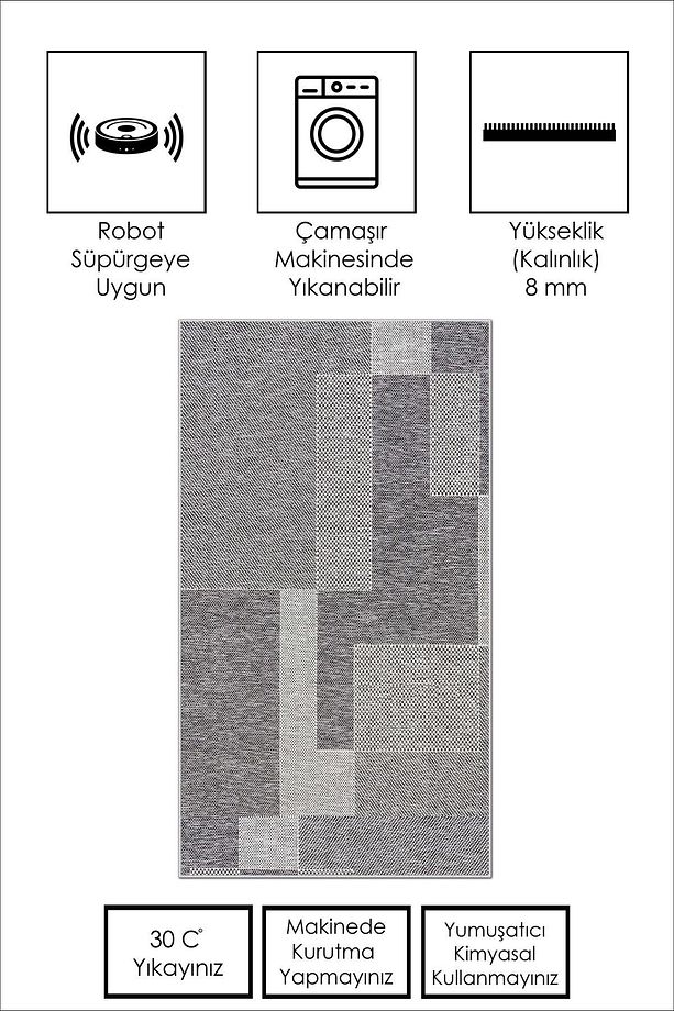 Makinede Yıkanabilir Kaymaz Taban Leke Tutmaz Salon Halısı Mutfak Halısı ve Yatak Odası Halısı - 4