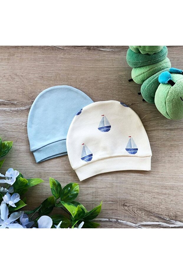 Set of 2 Organic Cotton Baby Hats Sailing