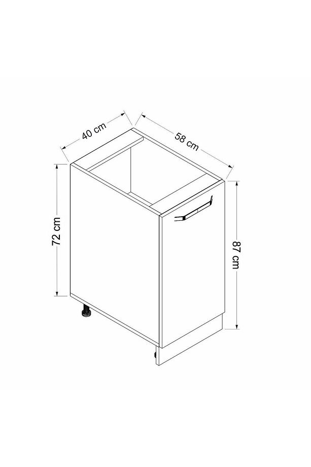 Mutfak Modül Alt 1k1r 40cm Dolap Beyaz Mebran C Antrasit - 7