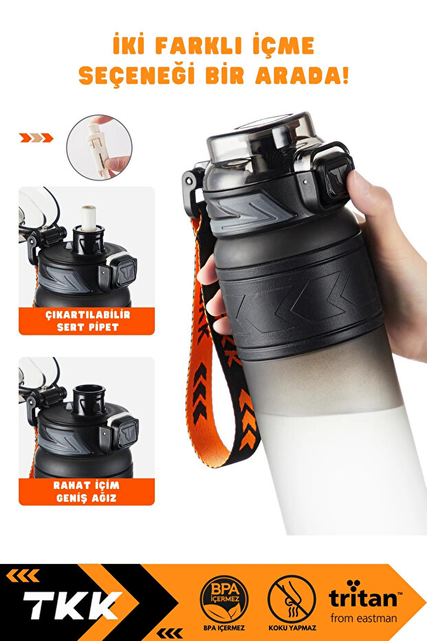 New Collection 800ml Soft-Touch Tritan Water Flask - Double Colors, With/Without Straw - 3