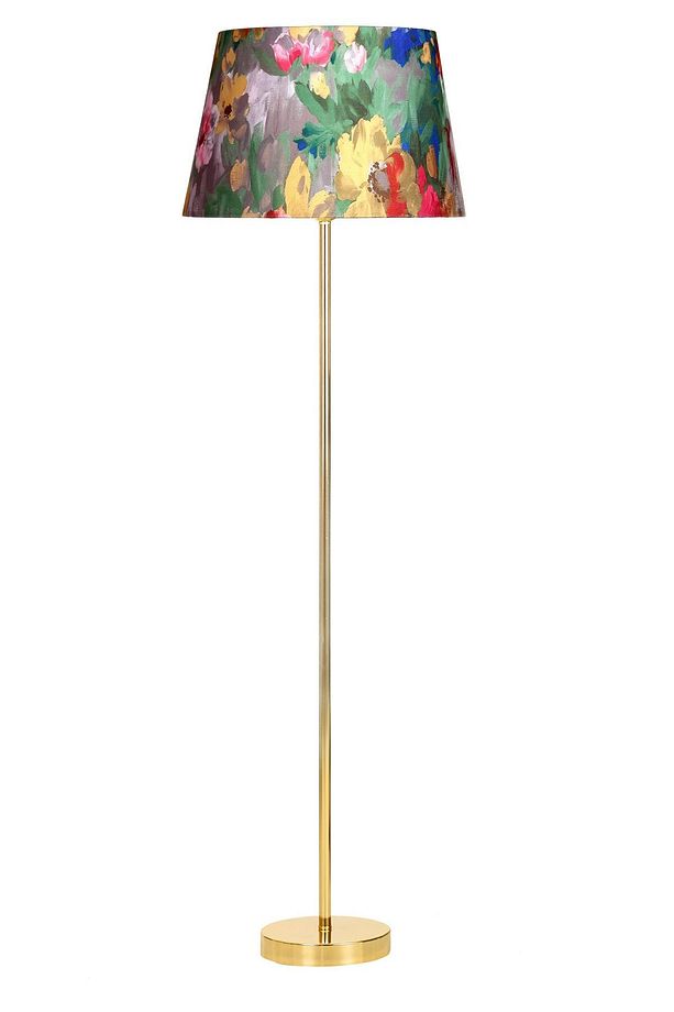 Conic Gold Kaplama Paslanmaz Metal Tek Ayaklı Lambader - Violet Desenli - 1