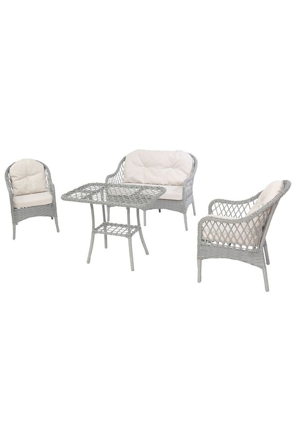 RATTAN BAHÇE TAKIMI MİMOZA MODEL RATTAN BAHÇE BALKON MUTFAK TAKIMI 4 KİŞİLİK GRİ - 3