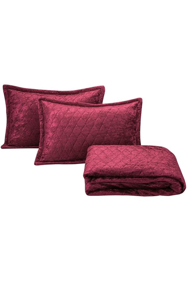 Çift Kişilik Yatak Örtüsü Bordo - 5