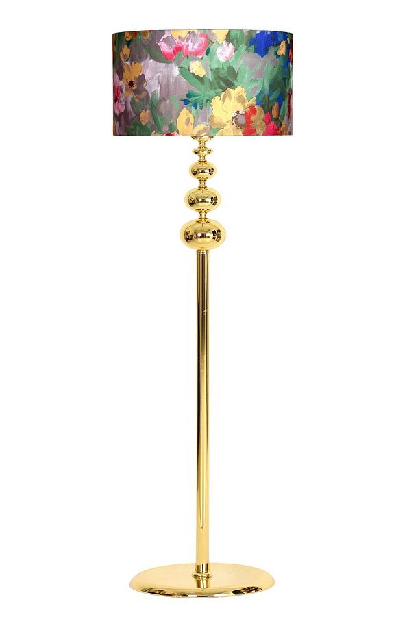 Gold Kaplama Üçlü Küre Düz Tek Ayak Metal Lambader - Violet - 1