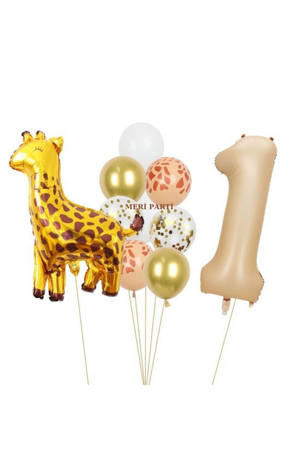 Giraffe Foil Ballon Age Figure Beige Color Ballon Giraffe Concept Birthday Latex Ballon