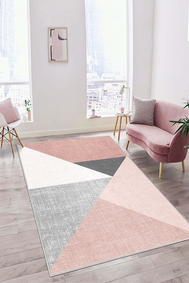 Makinede Yıkanabilir Kaymaz Taban Leke Tutmaz Pembe Mutfak Halısı Salon Halısı Ve Yolluk - 1