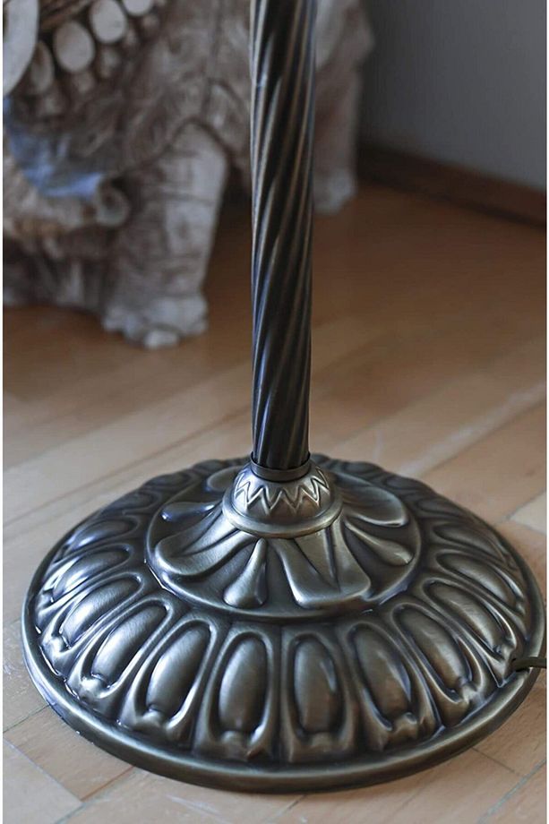 Bronz Eskitme Kaplama Solid Burgulu Tek Ayaklı Metal Lambader - Başlık Rengi Beyaz Kırçıl - 4