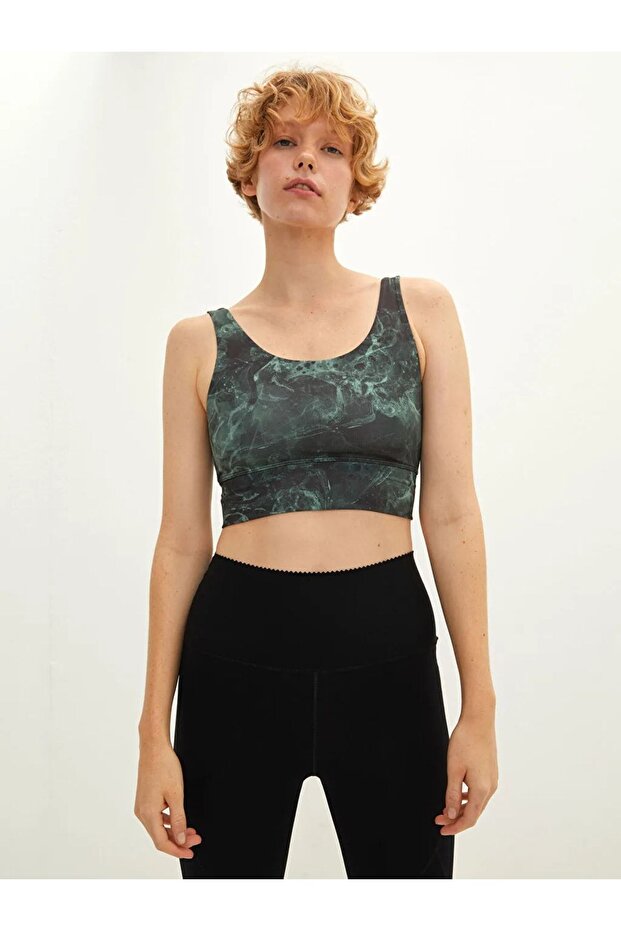 U-Neck Patterned Women's Sports Bra