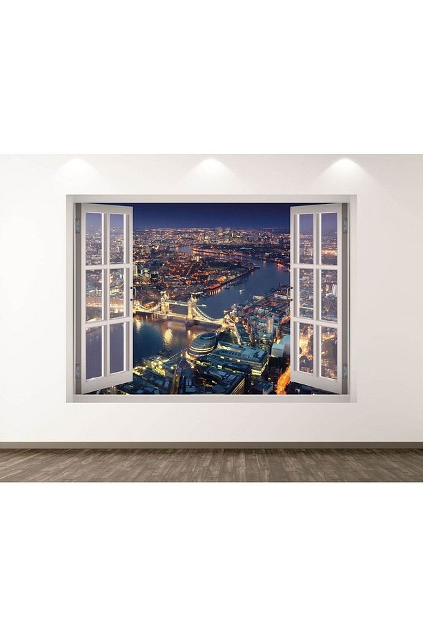 Muhteşem Manzaralar Full Hd Baskı 3D Pencere Modern Duvar Sticker - 1
