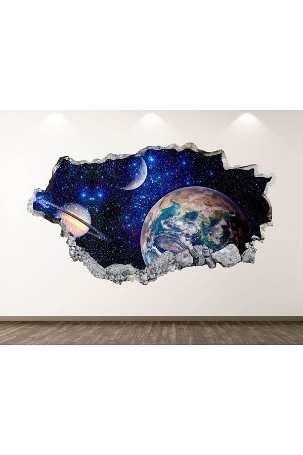 Güneş Sistemi ve Gezegenler Full Hd Baskı 3d Modern Duvar Sticker - 1