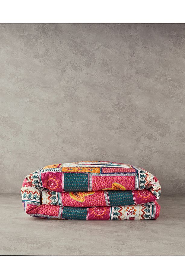 Tropic Patch Tek Kişilik Çok Amaçlı Örtü Koyu Pembe - 4