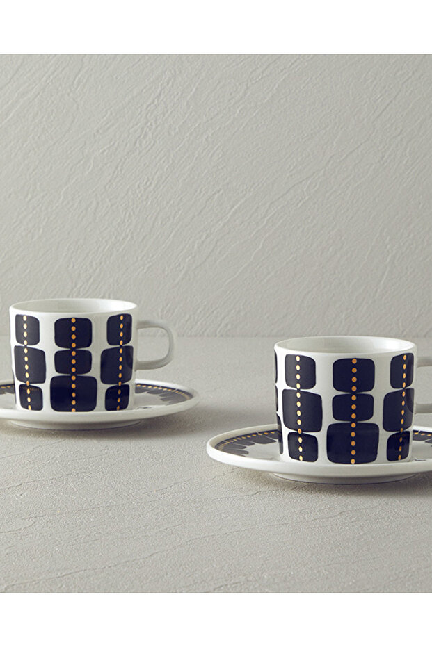 Modern Feel Bone Porcelain 4 Piece 2 Person Cup Set Black