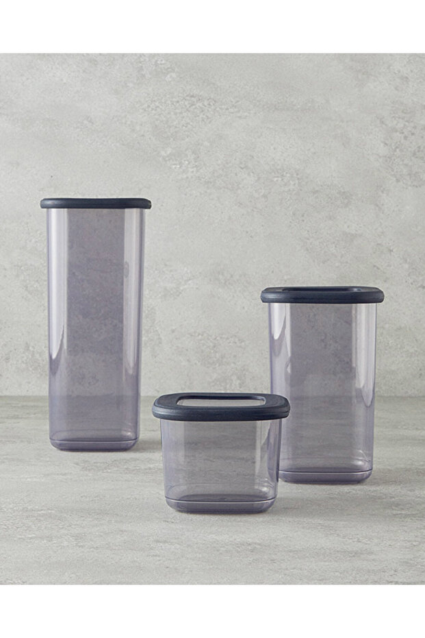 Safe Food 3-Piece Food Storage Container Set, Anthracite