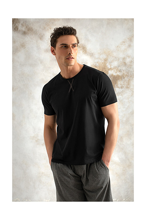 Weekend Mode Penye Erkek Pijama Takımı Antrasit - 1