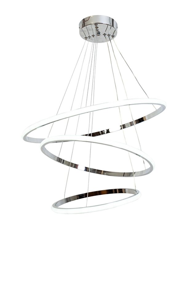 Daire 3Lü Gold Kaplama ( 3 Renk Modüllü ) Led Avize - 1