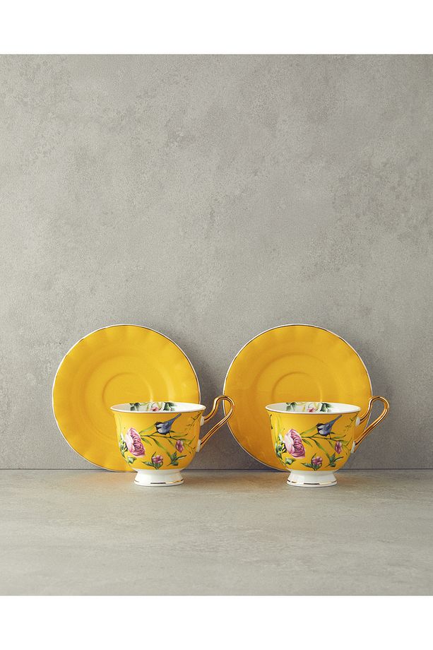 Vanilla New Bone China 4 Parça 2 Kişilik Fincan Takımı Sarı - 3
