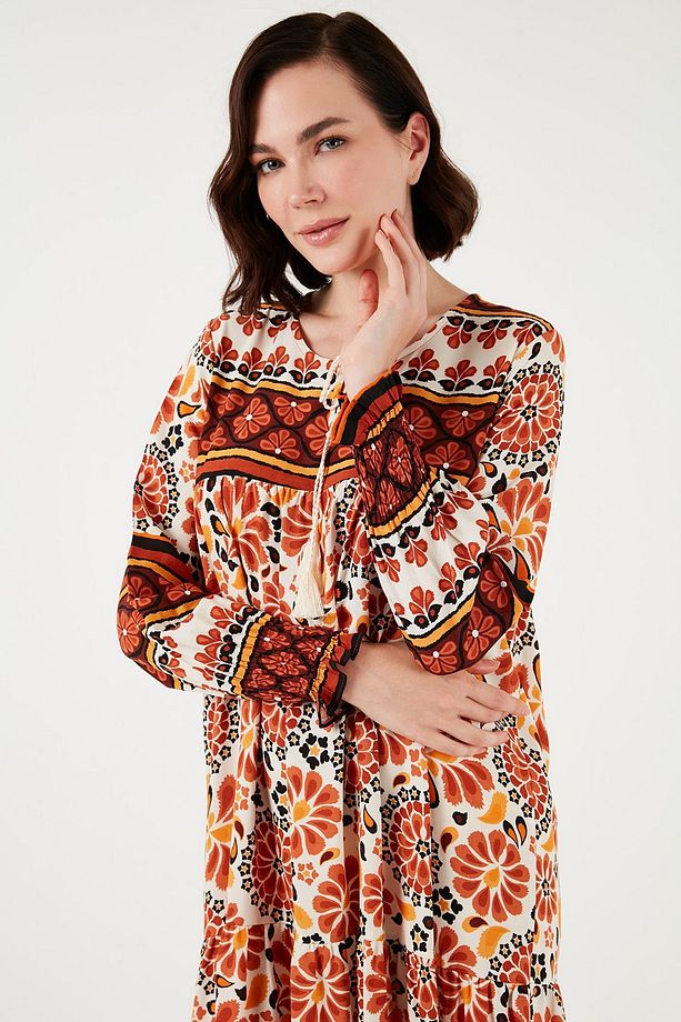 Modest Desenli Relaxed Fit Uzun Elbise  ELBİSE 66921752S4 - 4